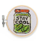 Stay Cool Pickle Mini Cross Stitch Embroidery