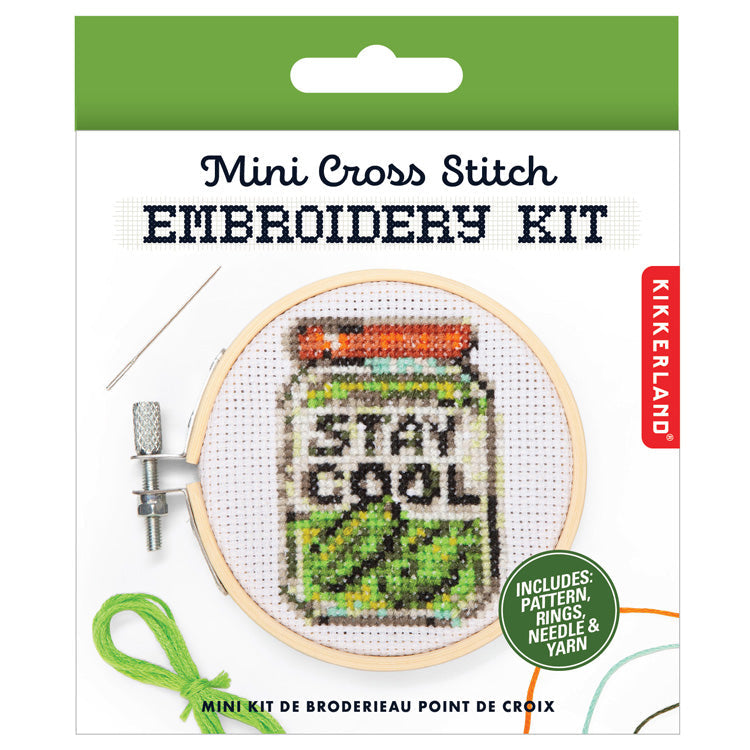 Stay Cool Pickle Mini Cross Stitch Embroidery - image 3
