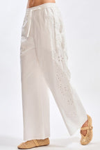 Cotton Eyelet Wide Leg Pants