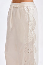 Cotton Eyelet Wide Leg Pants