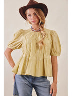 Embroidered Rose Peplum Blouse