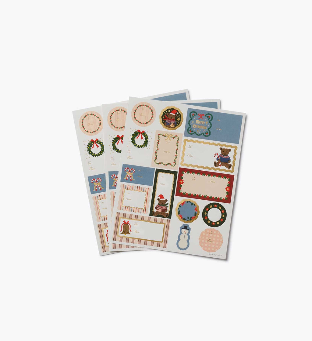 Beary Christmas Stickers & Labels — Set of 3 Sheets