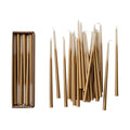 Unscented Two-Tone Thin Taper Candles in Box, Cream & Gold Color, Set of 24