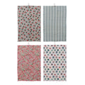 Cotton Printed Terry Cloth Tea Towel with Pattern & Stitched Edge, 4 Styles ©