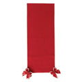 Cotton & Linen Table Runner with Detachable Bows & Pink Stitched Edge, Red