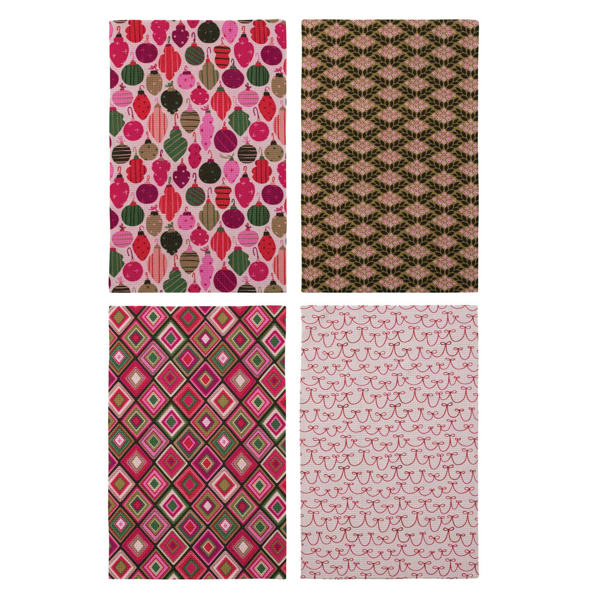 Woven Printed Microfibre Tea Towel with Holiday Pattern, 4 Styles ©