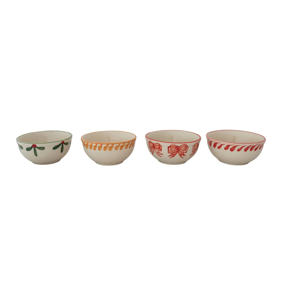 Hand-Painted Stoneware Bowl with Holiday Image Inside, 4 Styles (Each One Will Vary)