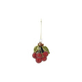 Glass Cherry Cluster Ornament with Sugar, Red & Green
