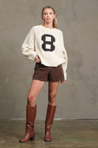 Cable Knit Varsity Sweater