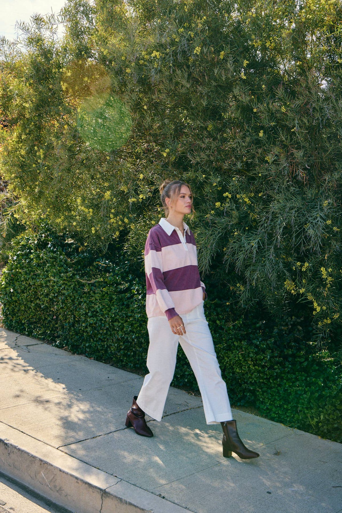 HERITAGE WEEKEND MINERAL-WASHED TWILL TERRY MIXED RUGBY TOP