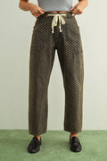 POLKA DOT PRINTED BARREL PANTS WITH BELT
