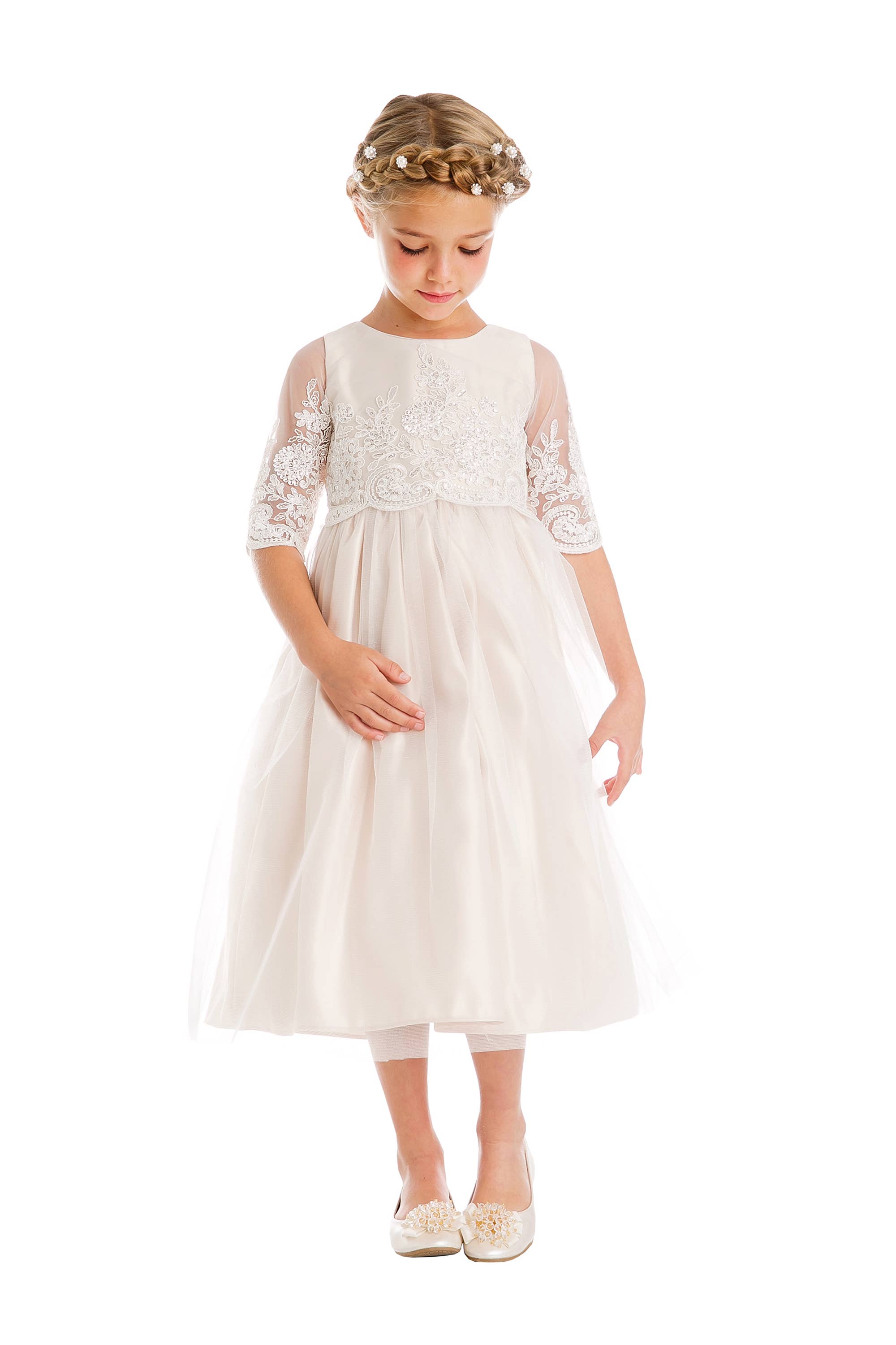 Scalloped Lace Girls Dress