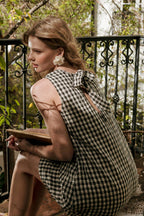 GINGHAM PATTERN OPEN BACK DETAIL DRESS