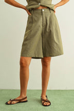 COTTON LINEN BERMUDA SHORTS