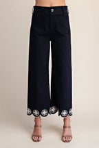 Colette Scallop-Hem Wide-Leg Pants