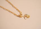 18K Gold Paperclip Rhinestone Necklace