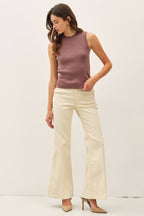 CLASSIC CREW NECK SLEEVELESS SLIM KNITTED TANK