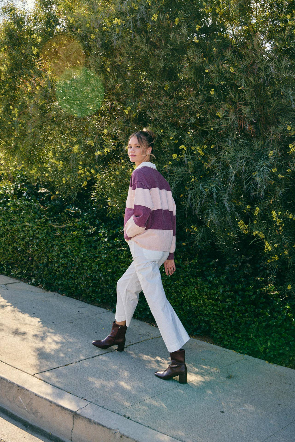 HERITAGE WEEKEND MINERAL-WASHED TWILL TERRY MIXED RUGBY TOP