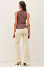 CLASSIC CREW NECK SLEEVELESS SLIM KNITTED TANK