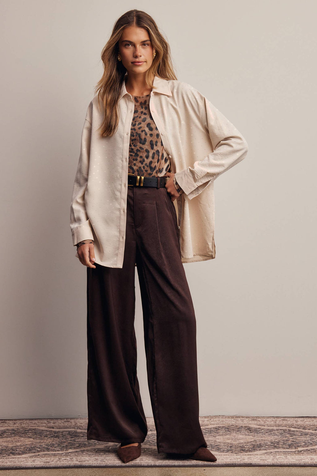 Satin Wide Leg Pleated Pants