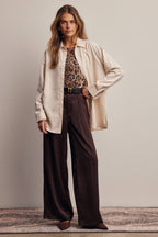 Satin Wide Leg Pleated Pants
