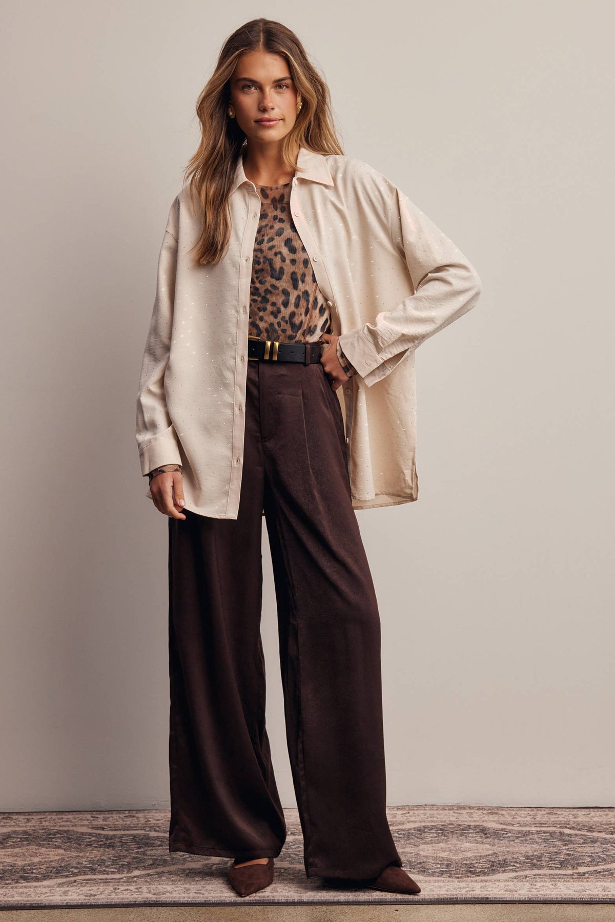 Satin Wide Leg Pleated Pants