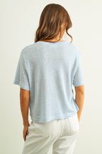 STRIPE SLUB SHORT SLEEVE TOP