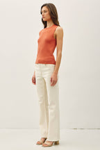 CLASSIC CREW NECK SLEEVELESS SLIM KNITTED TANK