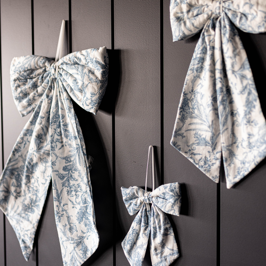 Bows Star Toile Baby Blue Fabric