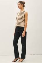 WAFFLE SWEATER VEST WITH POCKES