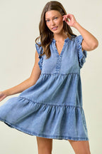 TENCEL RUFFLE TIERED MINI DRESS