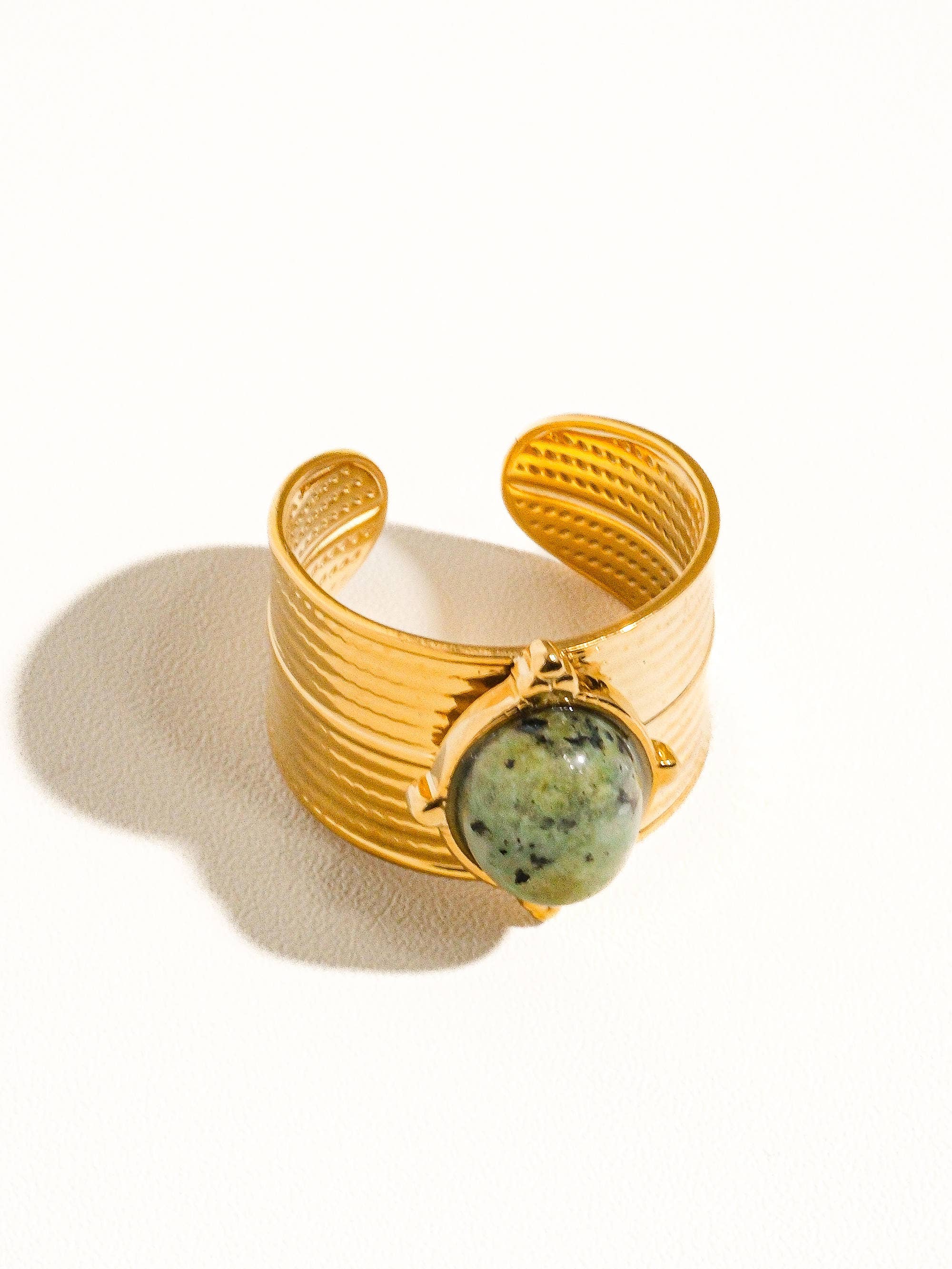18K Gold Adjustable Stone Ring