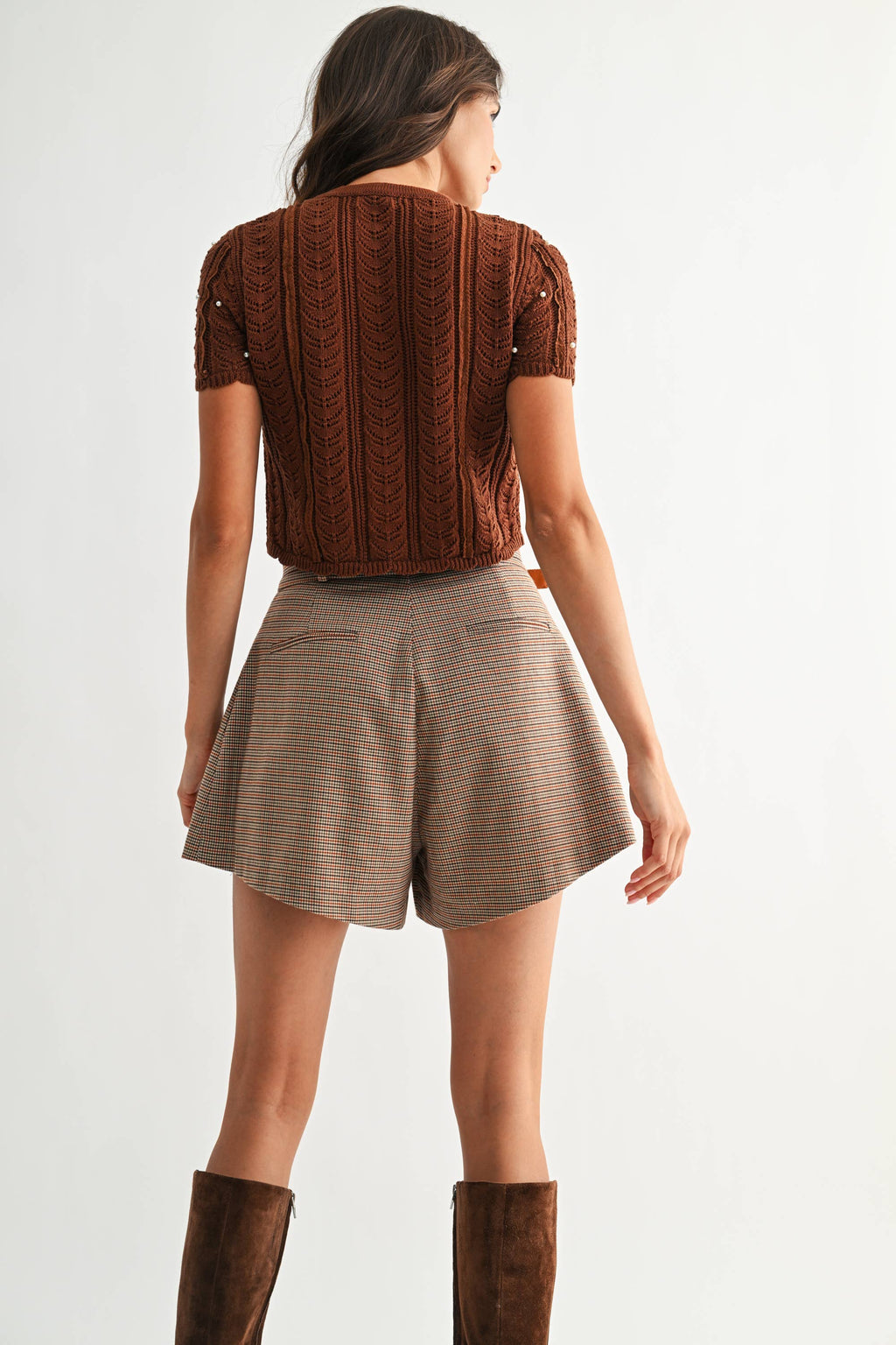 Lace Knit Pearl Button Cardigan