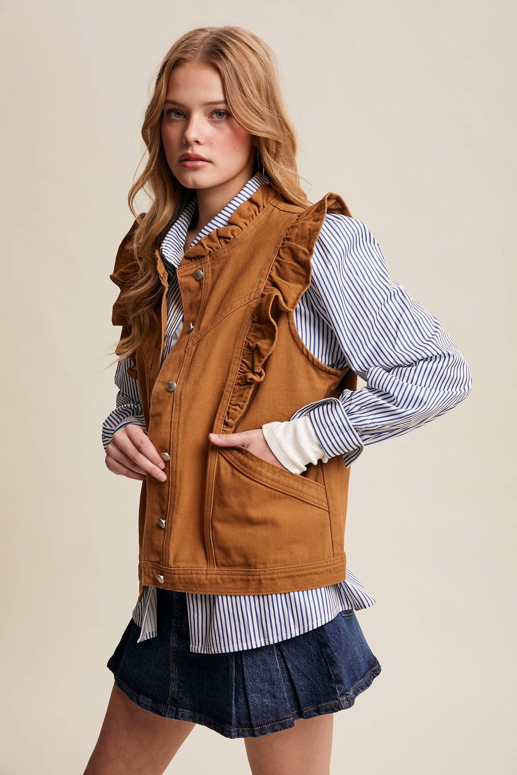 Ruffle Trim Vest