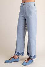Colette Scallop-Hem Wide-Leg Pants