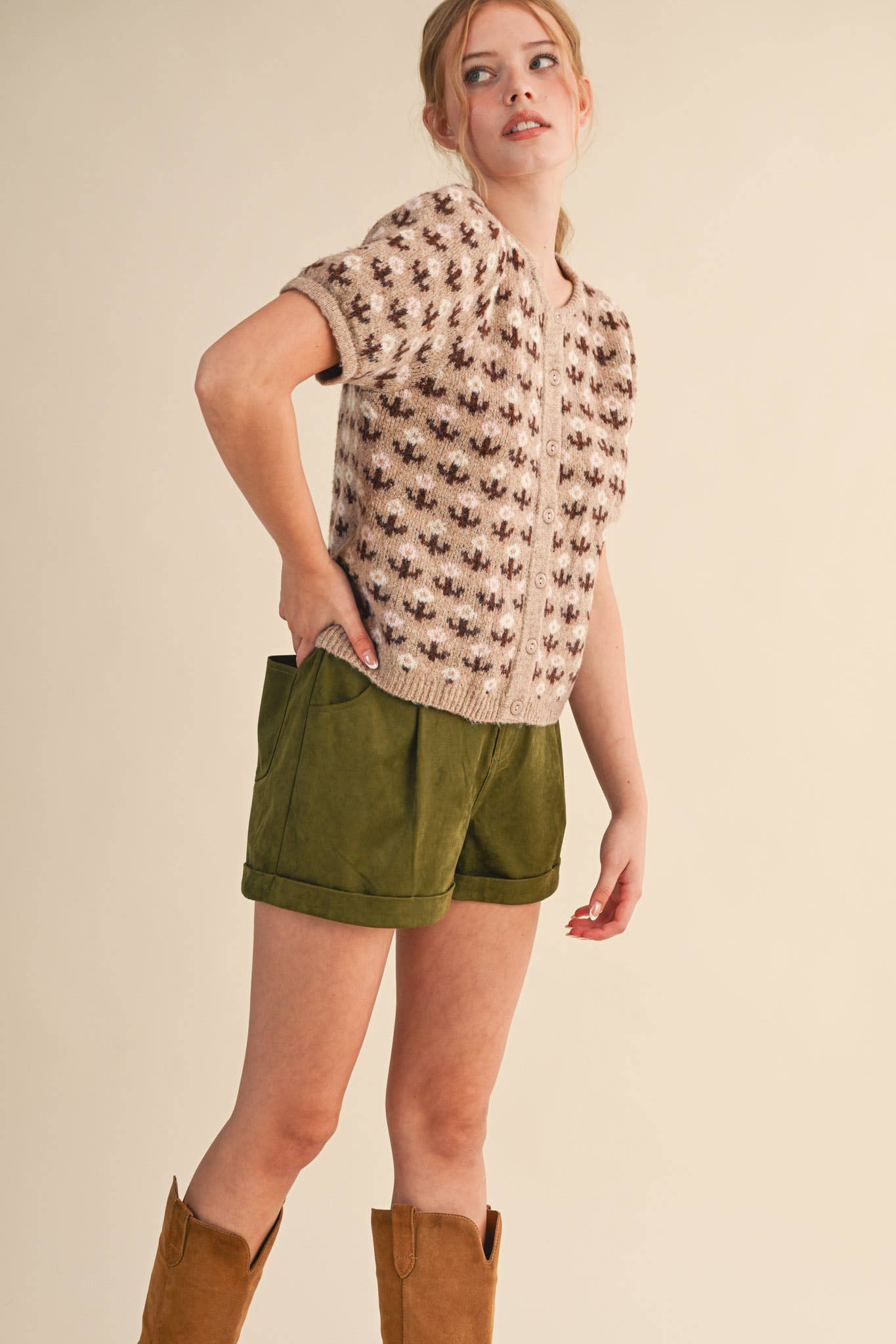 Floral Short Sleeve Cardigan