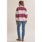 HERITAGE WEEKEND MINERAL-WASHED TWILL TERRY MIXED RUGBY TOP
