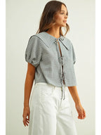 Gingham Front Tie Top