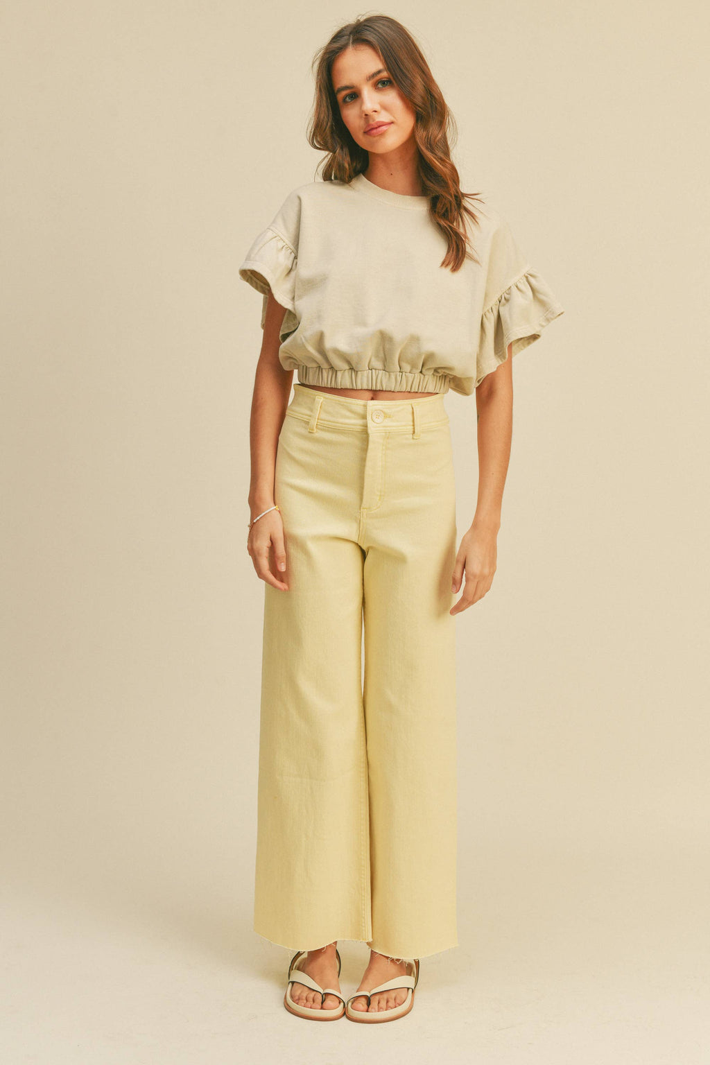 Straight Wide Leg Denim Pants