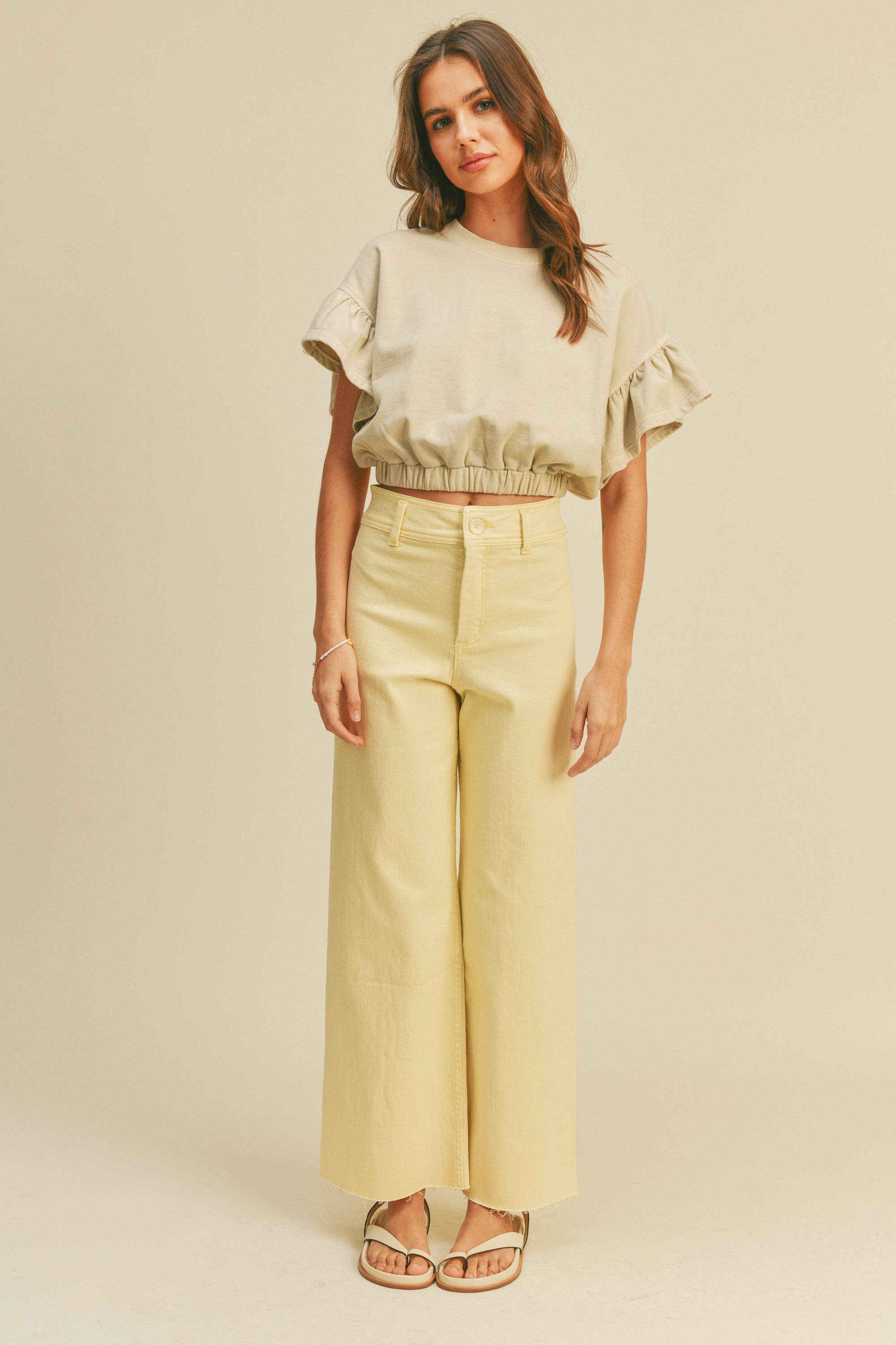 Straight Wide Leg Denim Pants