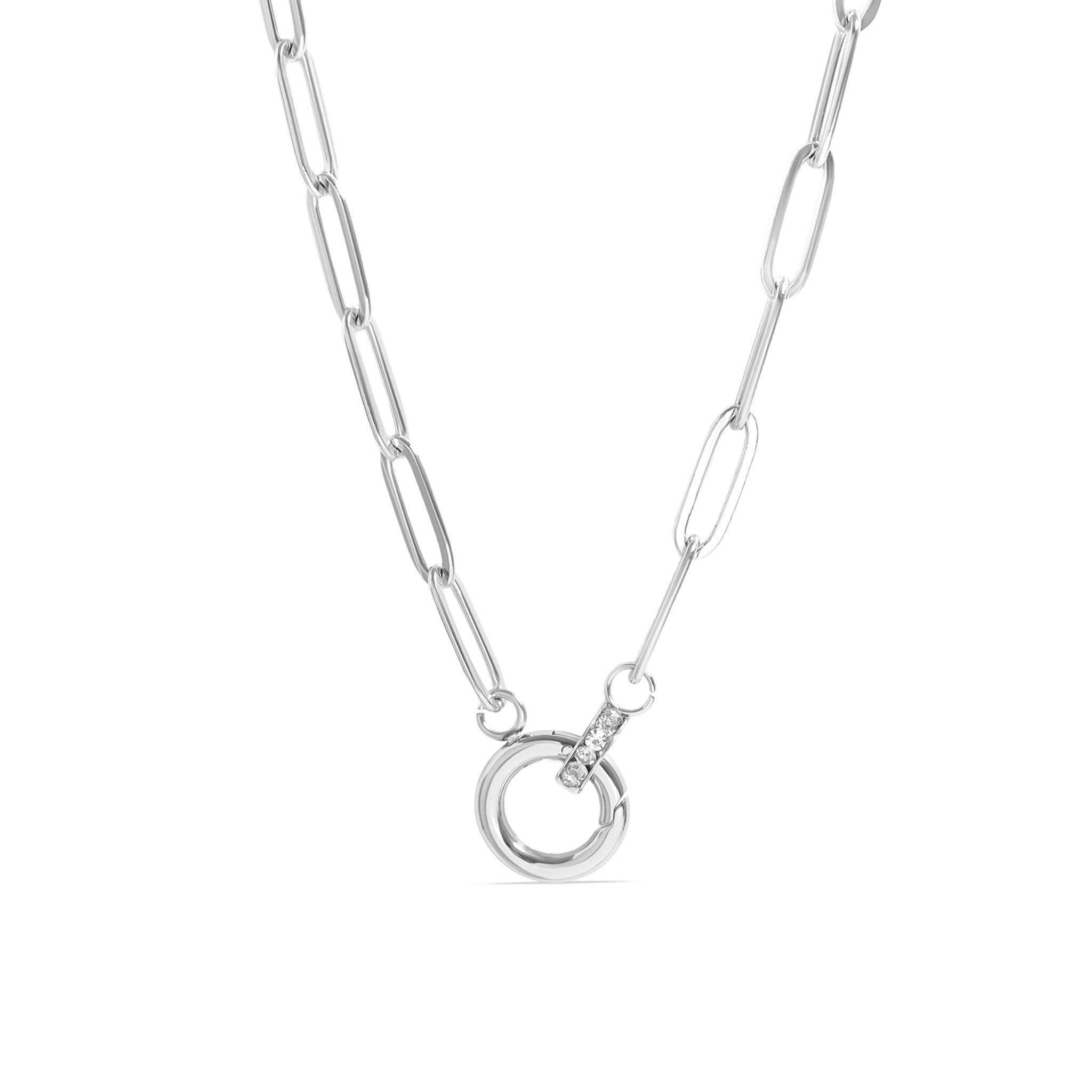 18K Gold Paperclip Rhinestone Necklace