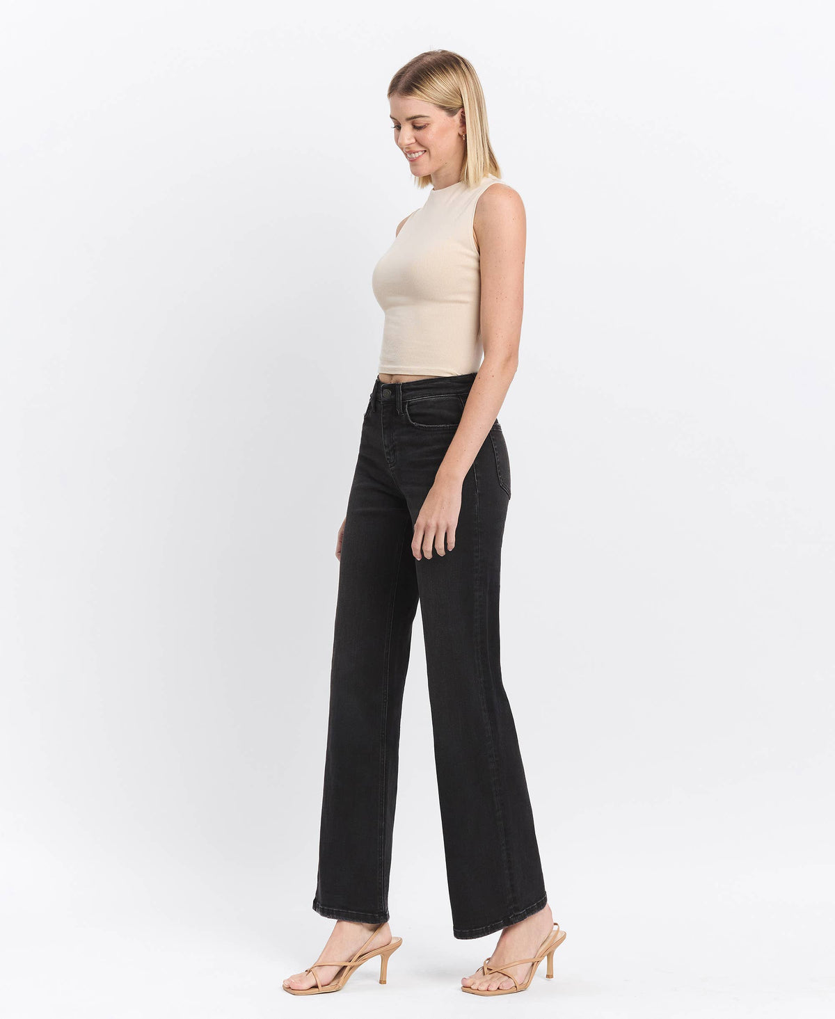 HIGH RISE FULL LENGTH BLACK LOOSE FIT JEANS
