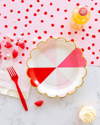 Pink With Red Dots Paper Table Runner