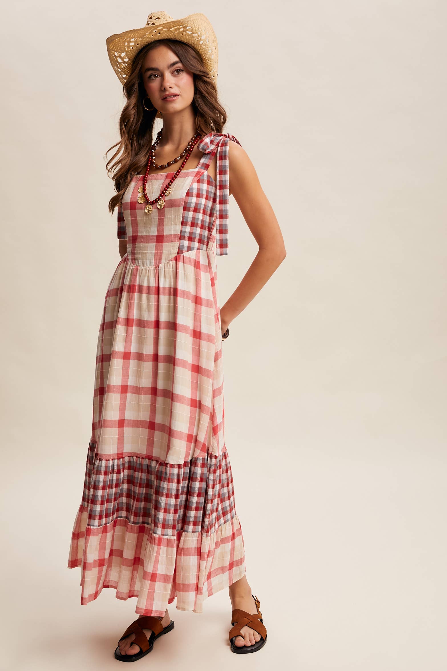 Gingham Tiered Maxi Dress