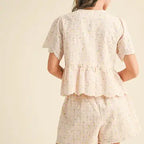 EMBROIDERED FLORAL GINGHAM BOTTOM