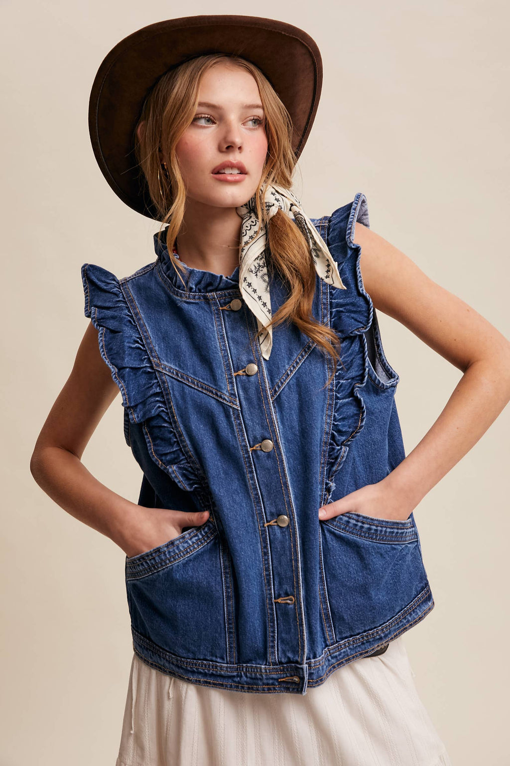 Ruffle Trim Vest