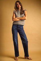 RUFFLE SLEEVE SWEATER TOP