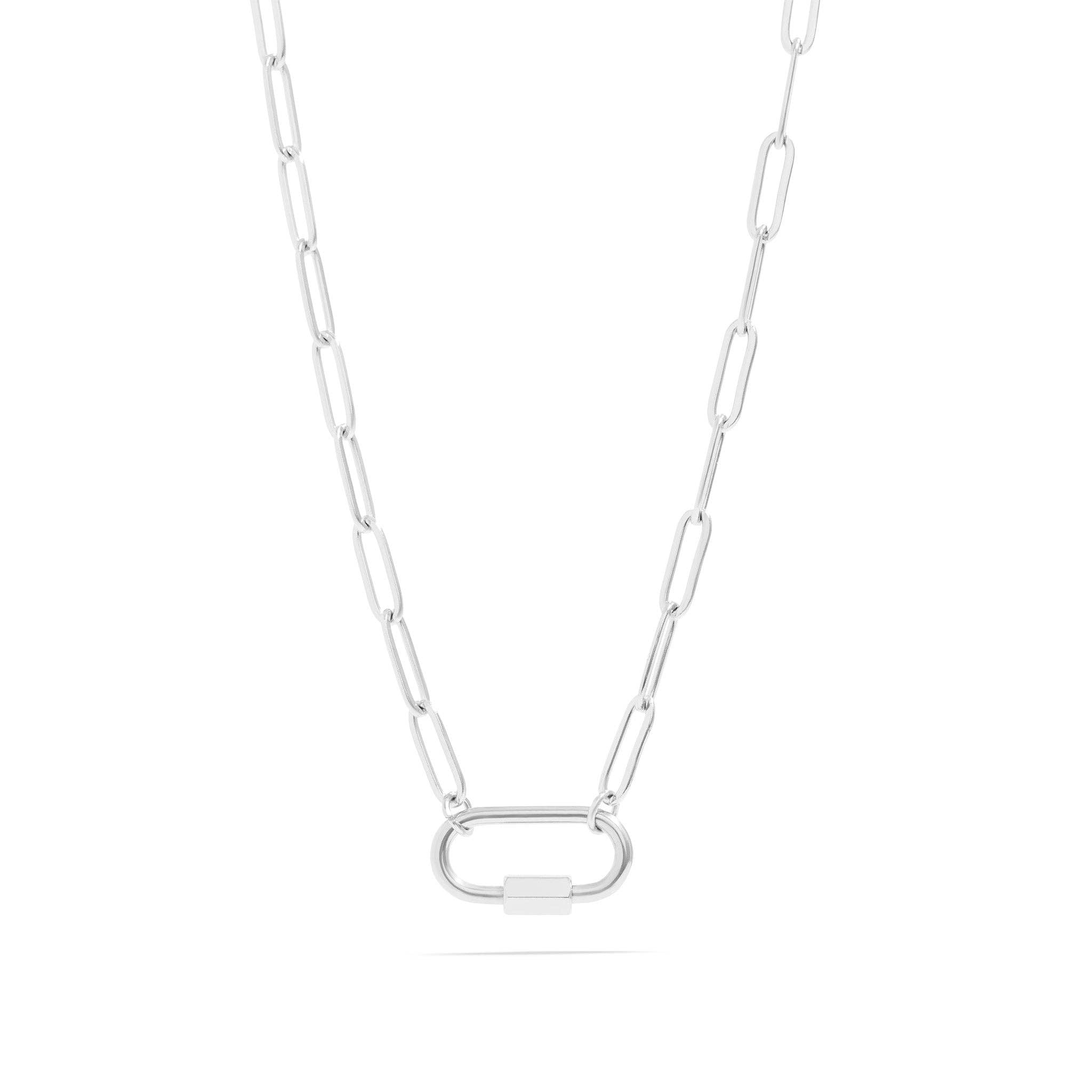 18K Gold Paperclip Carabiner Necklace