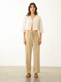 Double Draw String Detail Wide-Leg Pants