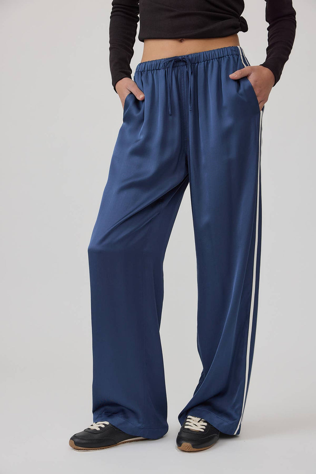 Elastic Waist Straight Pants